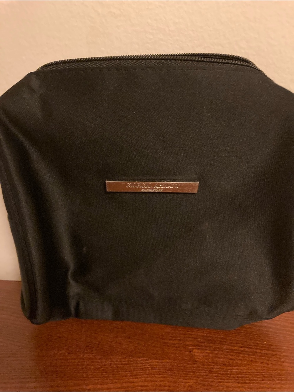 Giorgio Armani Black Cosmetic Pouch with Silver Plaque